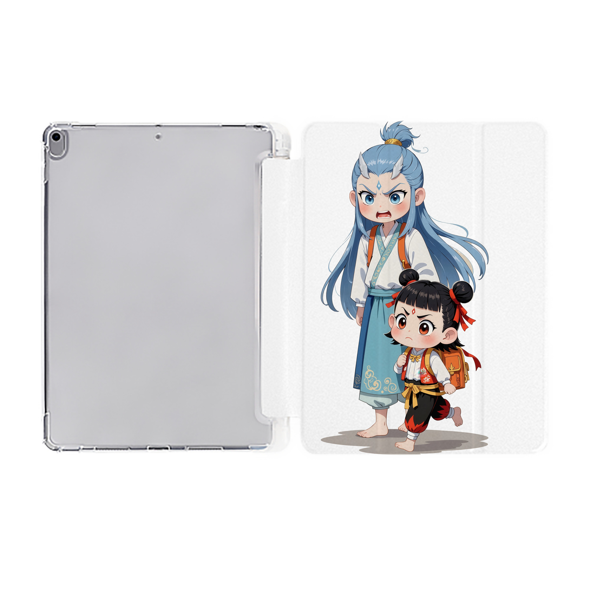 （画像用） Ne Zha 2 ナタ 魔童の大暴れ IPad ケース ペン収納付き 三つ折りスタンド PUレザー×シリコン 対応機種9.5/10.5/10.9インチ